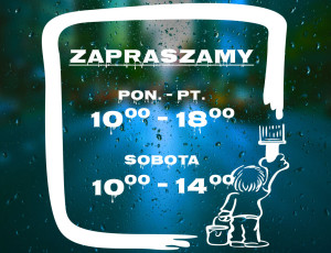 Naklejka na Drzwi z Godzinami Otwarcia dla Sklepu z Farbami - Malujące Dziecko
