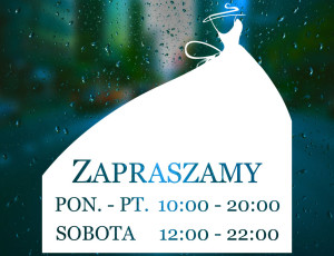 Naklejka na Witrynę z Godzinami Otwarcia dla Sklepu Odzieżowego - Sylwetka Sukni