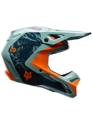 Kask enduro Fox V1 Image Print niebiesko-pomarańczowy
