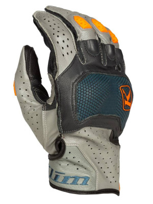Rękawice motocyklowe Klim Badlands Aero Pro Short szaro-pomarańczowo-niebieskie