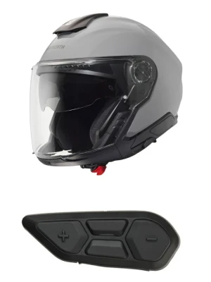 Zestaw: Kask otwarty Schuberth J2 szary + dedykowany interkom motocyklowy