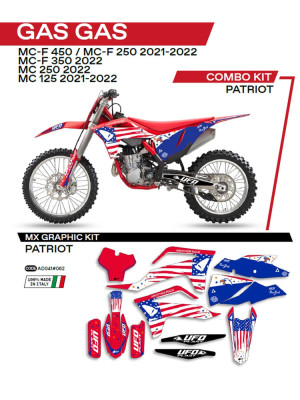 Komplet naklejek UFO Patriot do Gas Gas MC 125 (21-), MC 250 (22-), MCF 250/350/450 (21-) czerwony