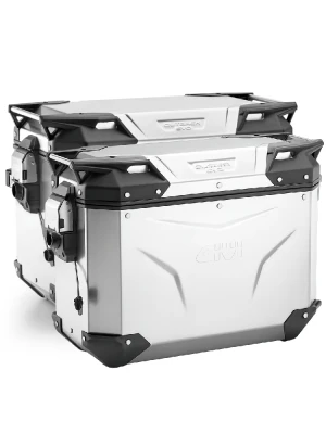 Zestaw kufrów bocznych GIVI Trekker Outback Evo Smart 44/48 aluminiowych, srebrnych [bez wkładek SLR; poj.: prawy 44l, lewy: 48l]