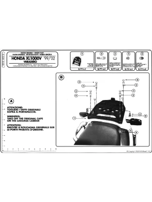 Stelaż pod kufer centralny Monokey Kappa Honda XL 1000V Varadero/ ABS (99-06) [płyta Monokey w zestawie]