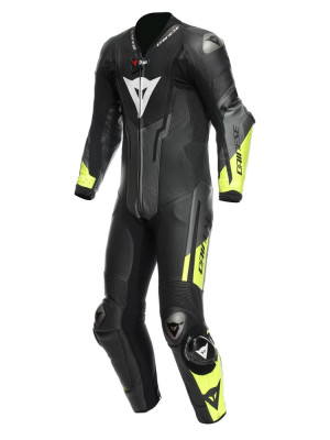 Kombinezon motocyklowy jednoczęściowy Dainese Misano 3 D-Air [z poduszką powietrzną] [wersja perforowana] czarno-szaro-żółty
