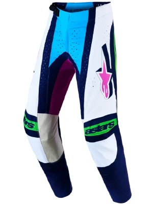 Spodnie cross Alpinestars MX Techstar Maven biało-niebiesko-zielone