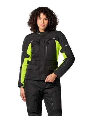 Kurtka motocyklowa damska tekstylna REV’IT! Outback 5 H2O czarno-fluo żółta