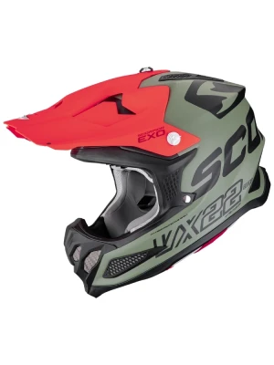 Kask enduro Scorpion VX-22 Air Updown zielono-czarno-czerwony matowy