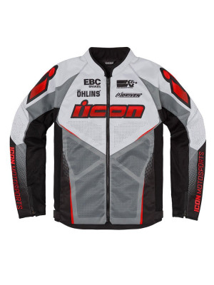 Kurtka motocyklowa tekstylna Icon Hooligan Ultrabolt czerwono-szaro-czarna