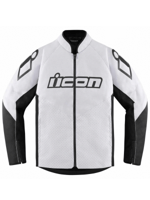 Kurtka motocyklowa tekstylna Icon Hooligan CE biało-czarna