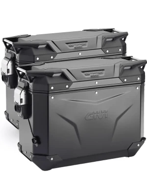 Zestaw kufrów bocznych aluminiowych GIVI Trekker Outback Evo Smart 44 czarnych [bez wkładek SLR; poj.: 2 x 44 litrów]