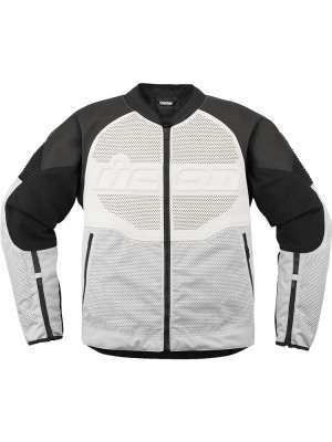 Kurtka motocyklowa skórzana Icon Overlord 3 czarno-biała