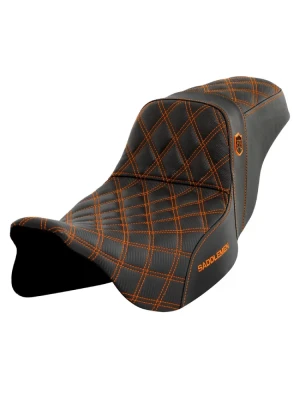 Kanapa motocyklowa dla kierowcy i pasażera Saddlemen SDC Performance Pro Series Gripper Harley Davidson (wybrane modele) (08-24) czarno-pomarańczowa