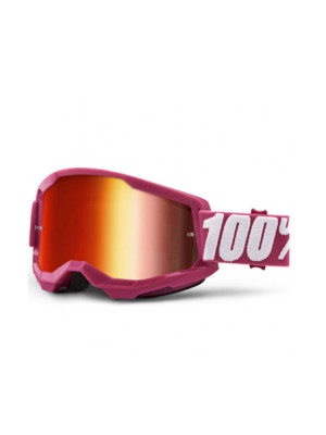 Gogle motocyklowe z szybą lustrzaną dziecięce 100% Strata 2 purpurowe