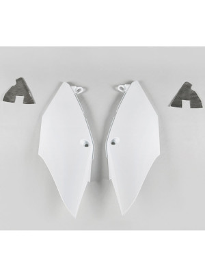Osłony boczne tylne UFO do Hondy CRF 250R (18-21), CRF 250RX (19-21), CRF 450R / CRF 450RX (17-20) biale