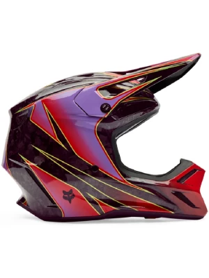 Kask enduro Fox V3 Rs Canvas czarno-czerwono-fioletowy