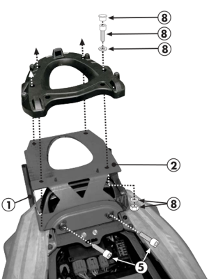 Stelaż pod kufer centralny Monokey, Monolock GIVI Kawasaki ZZR 1400 (12-21) [bez płyty montażowej]