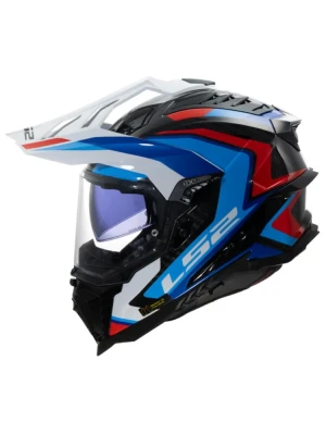 Kask adventure LS2 MX701 Explorer C Frontier II czarno-niebiesko-czerwone