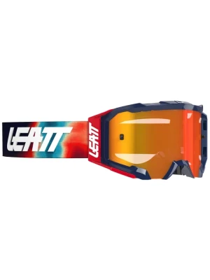 Gogle motocyklowe Leatt 5.5 Iriz z przyciemnianą czerwoną szybą, niebiesko-czerwone