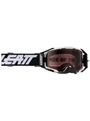 Gogle motocyklowe Leatt Velocity 6.5 Cryztal White Roze z czerwoną szybką czarno białe