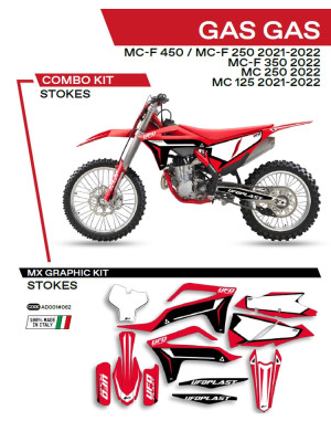 Komplet naklejek UFO Stokes do Gas-Gas MC 125 (21-), MC 250 (22-), MCF 250/350/450(21-) czerwony