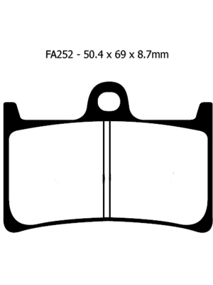Klocki hamulcowe EBC EPFA252HH 50.4 x 69 x 8.7mm na przód.