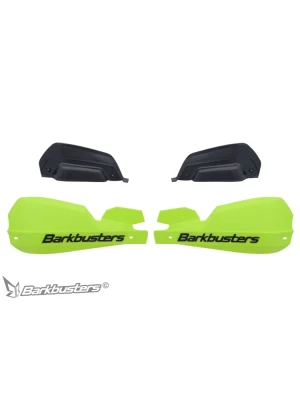 Osłony dłoni Barkbusters VPS z regulowanymi deflektorami, zielone-fluo + zestaw montażowy KTM, Royal Enfield, Yamaha (wybrane modele)