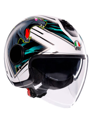 Kask otwarty AGV Eteres Ghepard biało-czarno-zielony matowy