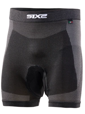 Legginsy termoaktywne SIXS Breezy Touch V2 krótkie z wkładką amortyzującą, czarno-szare