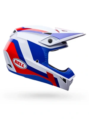 Kask enduro Bell MX-10 Mips biało-niebiesko-czerwony