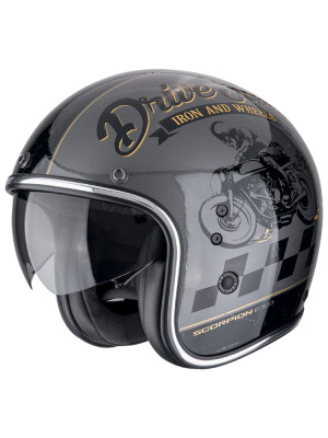 Kask otwarty Scorpion Belfast Evo Drive Fast srebrno-czarno-złoty