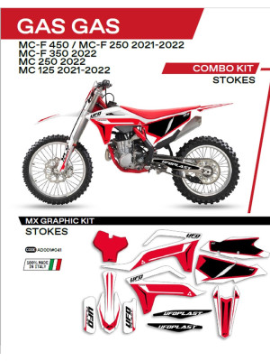 Komplet naklejek UFO Stokes do Gas-Gas MC 125 (21-), MC 250 (22-), MCF 250/350/450(21-) biały