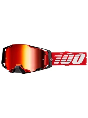 Gogle motocyklowe 100% Armega z szybką lustrzaną czerwone