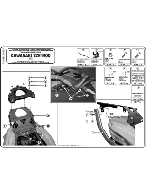 Stelaż pod kufer centralny Monokey, Monolock Kappa Kawasaki ZZR 1400 (12-21) [bez płyty montażowej]