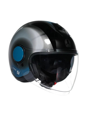 Kask otwarty AGV Eteres Levanto czarno-srebrno-niebieski