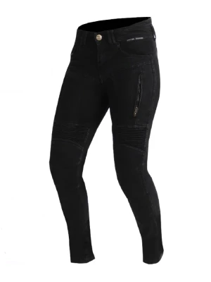 Jeansy motocyklowe damskie Trilobite Parado dwuwarstwowe, czarne [skinny fit]