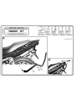 Stelaż pod kufer centralny Monolock, Monokey Kappa Kawasaki ZR 7/ S 750 (99-04) [bez płyty montażowej]