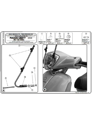 Mocowanie szyb Kappa 107AK, 107SK Piaggio (wybrane modele)