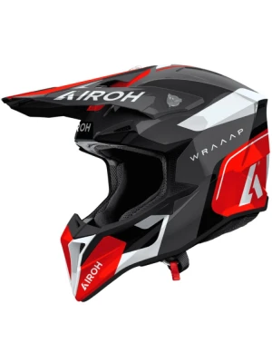 Kask enduro Airoh Wraaap Conguer czarno-biało-czerwony połysk