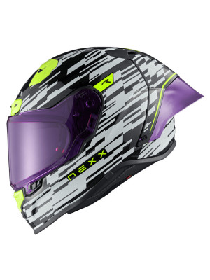 Kask integralny Nexx X.R3R Glitch Racer biało-czarno-fioletowy