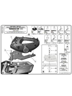 Stelaż pod kufer centralny Monolock GIVI E228M Yamaha FJR 1300 (06-20) [płyta montażowa w zestawie]