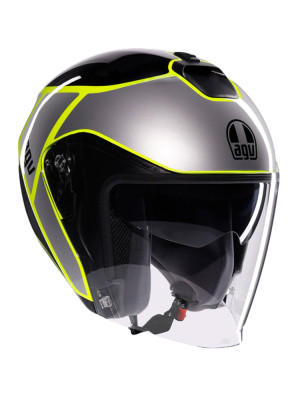 Kask otwarty AGV Irides Davao czarno-szaro-fluo