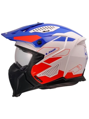 Kask modułowy LS2 OF606 Drifter Trek biało-niebiesko-czerwony
