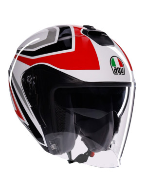 Kask otwarty AGV Irides Tolosa czarno-szaro-czerwony