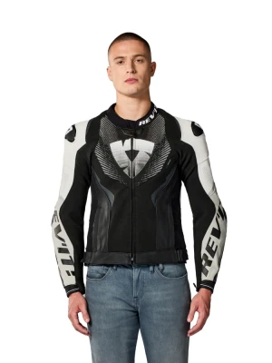 Kurtka motocyklowa skórzana REV’IT! Hyperspeed 3 Pro czarno-biała
