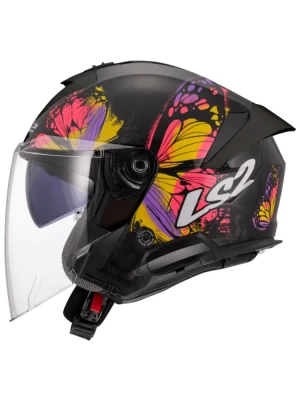 Kask otwarty LS2 OF618 Verso II Wingz czarno-żółto-różowy