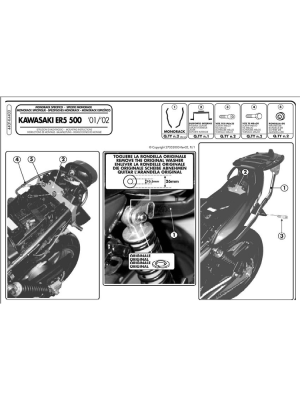 Stelaż pod kufer centralny Monokey, Monolock Kappa Kawasaki ER 5 500 (01-07) [bez płyty montażowej]