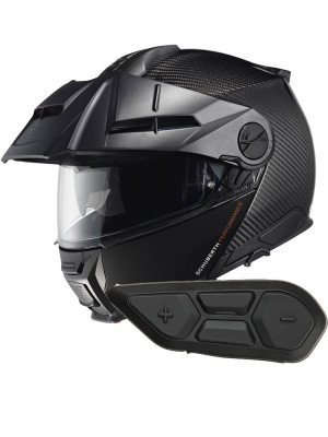 Zestaw: kask szczękowy Schuberth E2 Carbon czarny + dedykowany interkom motocyklowy