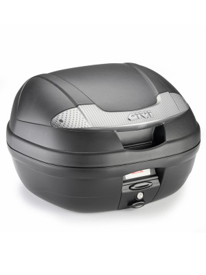 Kufer centralny GIVI E340NT2 Monolock E340 Vision czarny z srebrnymi odblaskami [płyta montażowa w zestawie; poj.: 34l]