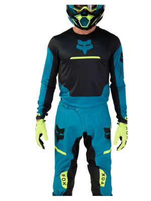 Spodnie cross Fox Flexair Optical niebiesko-czarno-żółte